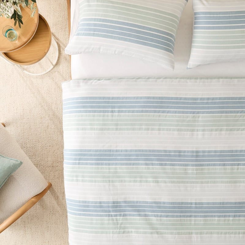 Zephyr Blue Jacquard Quilt Cover Set