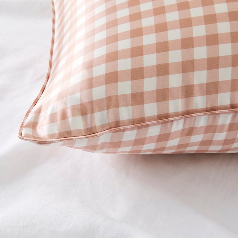 Dusty Pink Gingham Pure Silk Printed Pillowcase