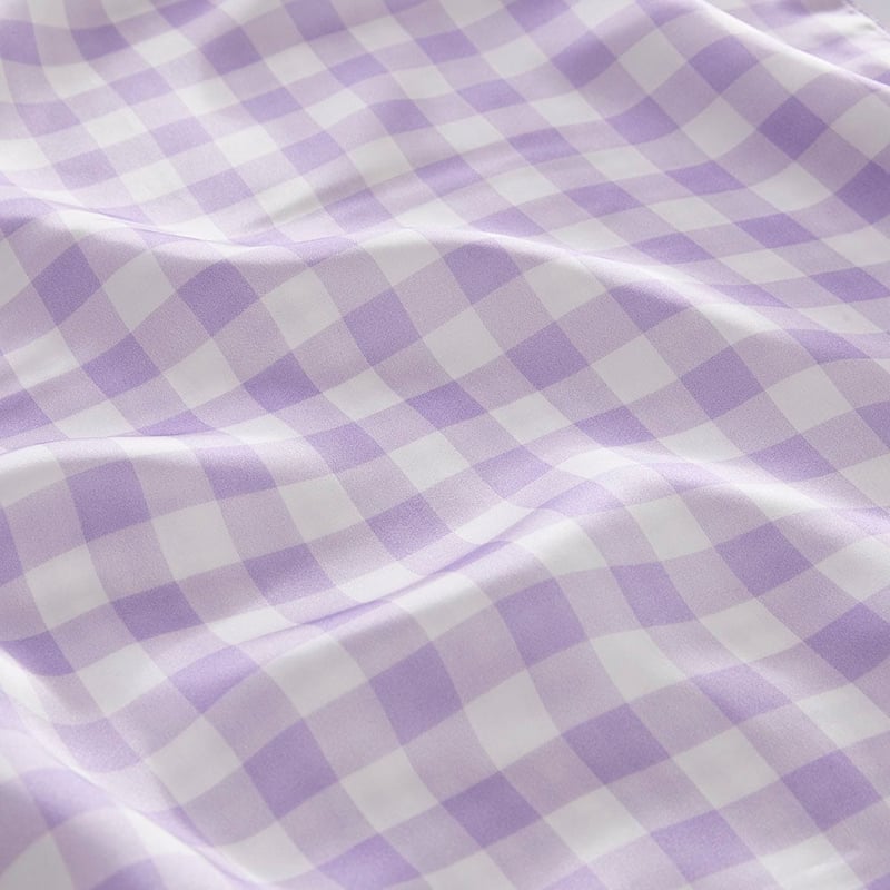 Lilac Gingham Pure Silk Printed Pillowcase