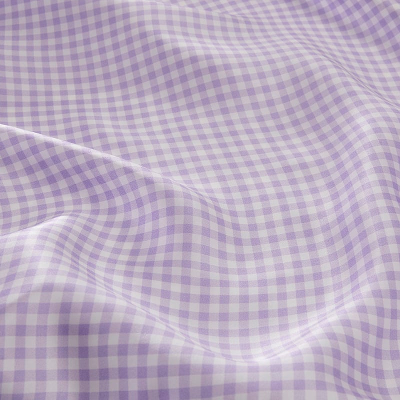 Lilac Gingham Pure Silk Printed Pillowcase