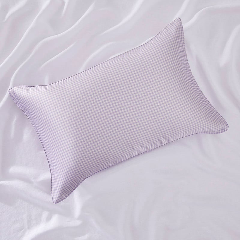 Lilac Gingham Pure Silk Printed Pillowcase