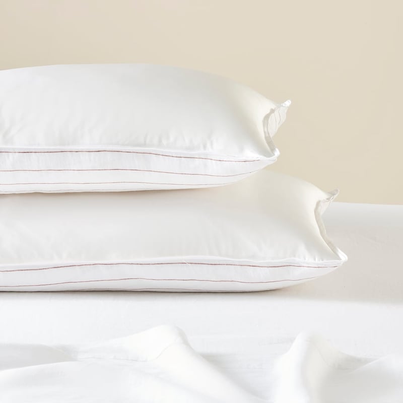 Vintage Washed Linen Cinnamon Stripe Silk Pillowcase Pair