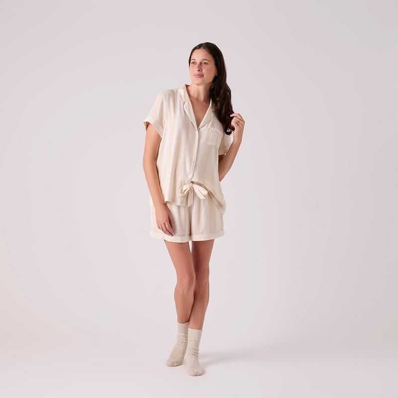 Natural Block Stripe Short Pyjama Set