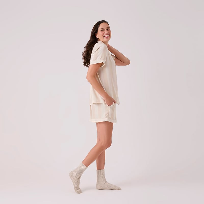 Natural Block Stripe Short Pyjama Set