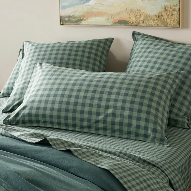 Stonewashed Cotton Gumleaf Gingham Pillowcases