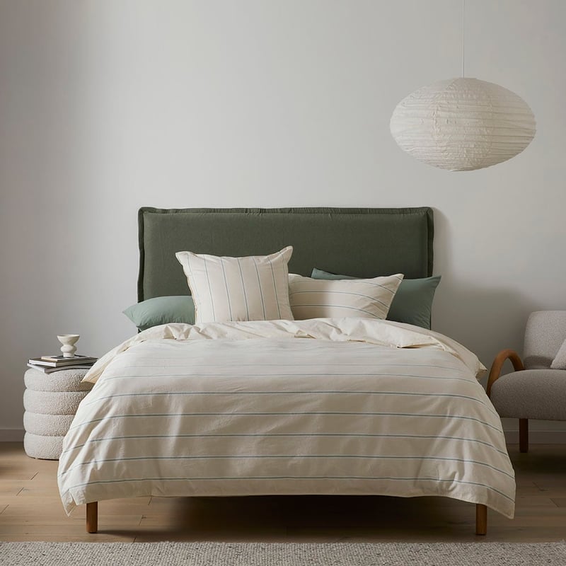 Stonewashed Cotton Gumleaf Stripe Quilt Cover Separates