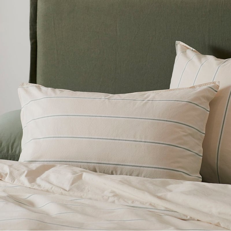 Stonewashed Cotton Gumleaf Stripe Quilt Cover Separates