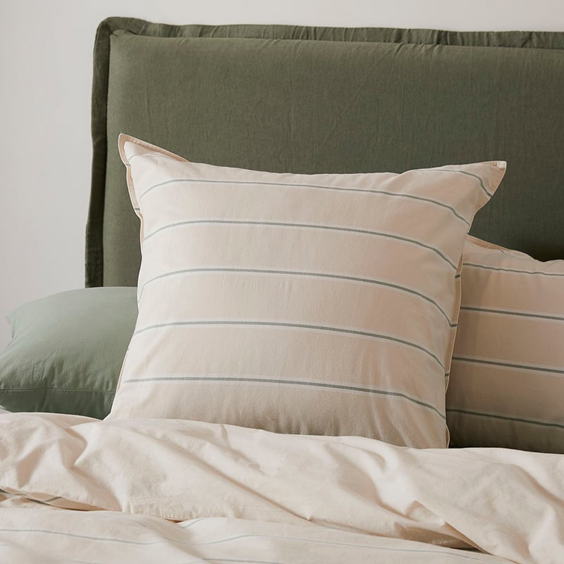 Stonewashed Cotton Gumleaf Stripe Quilt Cover Separates