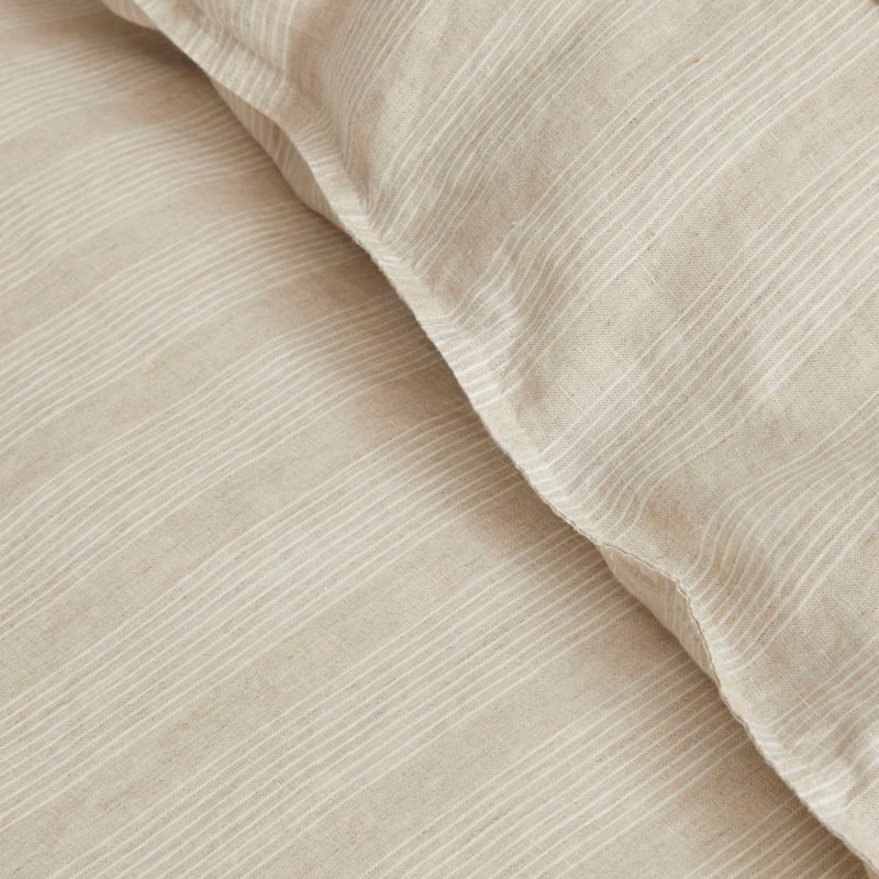 Vintage Washed Linen Fine White & Linen Stripe Quilt Cover + Separates