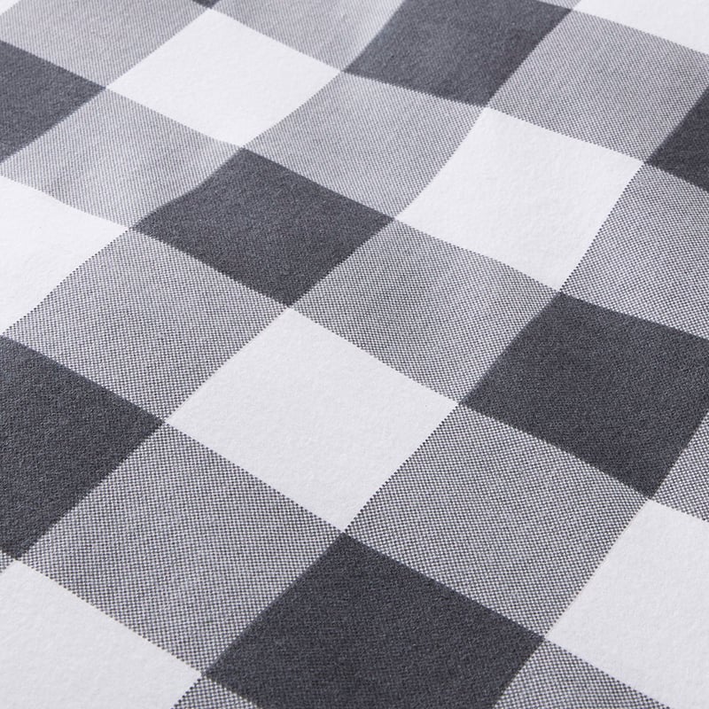 Flannelette Printed Charcoal Check Quilt Cover Set