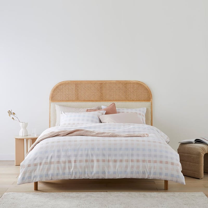 Flannelette Printed Natural Stripe Quilt Cover Set