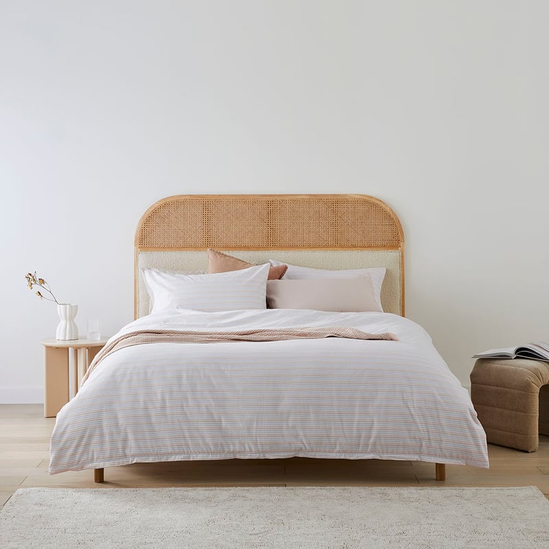 Flannelette Printed Natural Stripe Quilt Cover Set