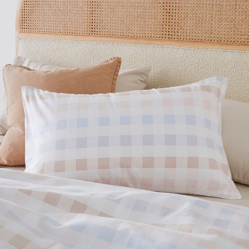 Flannelette Printed Natural Stripe Quilt Cover Set