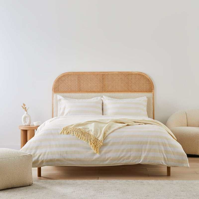 Flannelette Printed Sand Stripe Quilt Cover Set