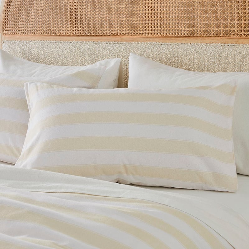 Flannelette Printed Sand Stripe Quilt Cover Set