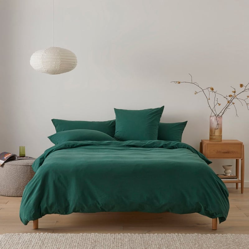 Stonewashed Cotton Evergreen Quilt Cover Separates