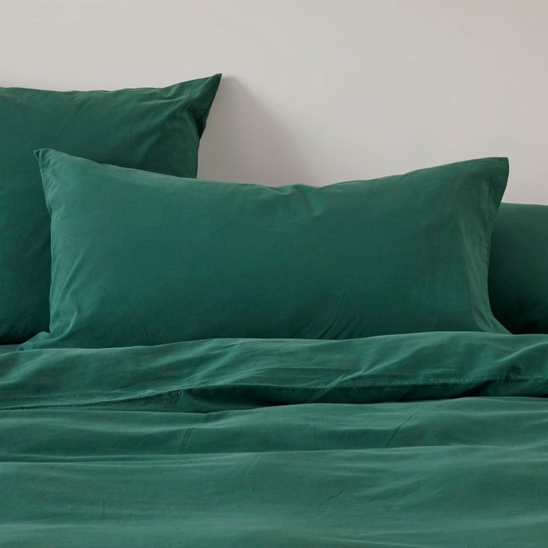 Stonewashed Cotton Evergreen Quilt Cover Separates