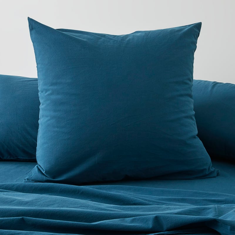 Stonewashed Cotton Petrol Blue Quilt Cover Separates