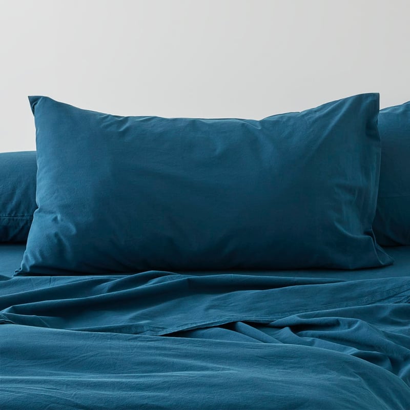 Stonewashed Cotton Petrol Blue Quilt Cover Separates