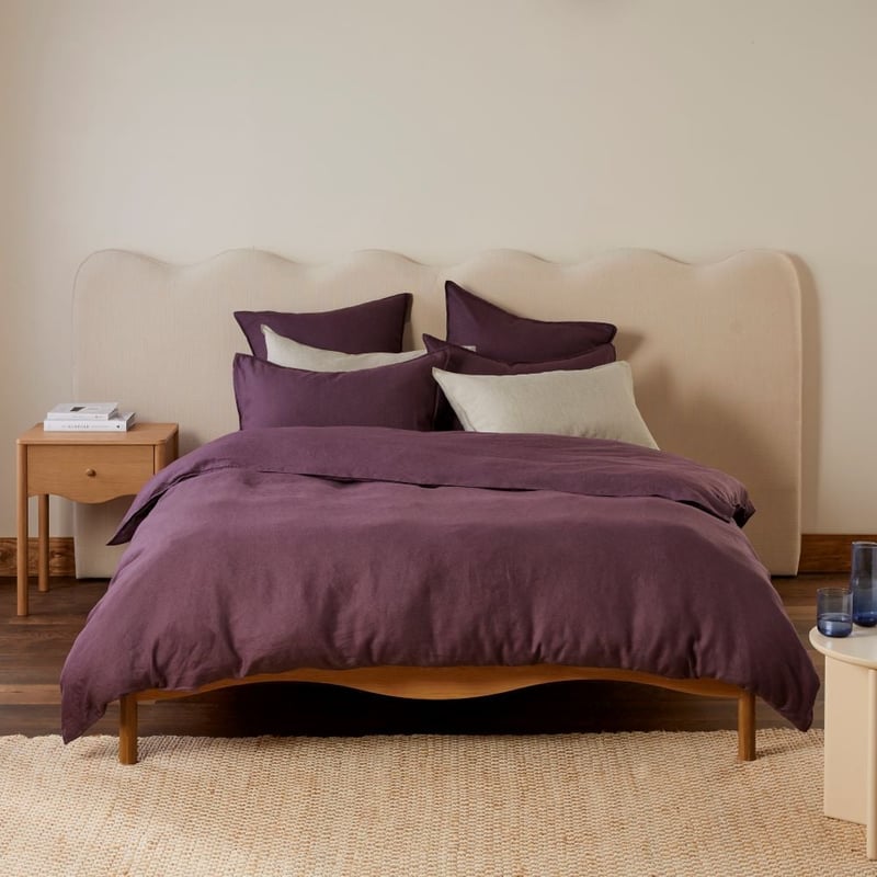 Vintage Washed Linen Plum Quilt Cover + Separates