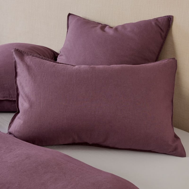 Vintage Washed Linen Plum Quilt Cover + Separates