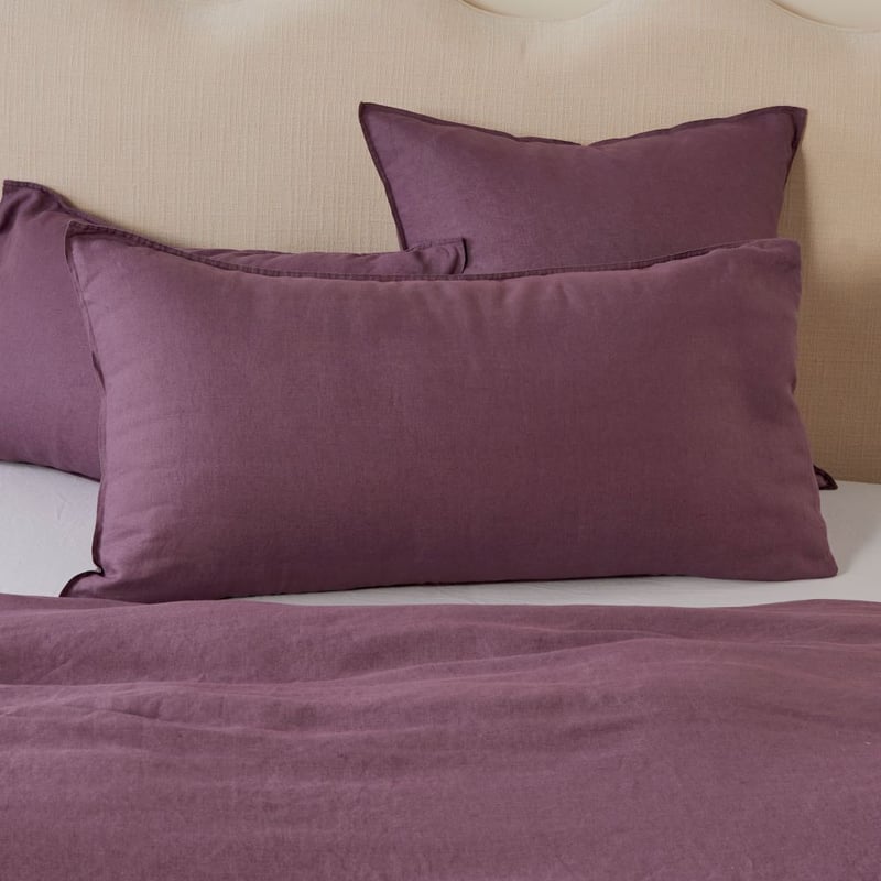 Vintage Washed Linen Plum Quilt Cover + Separates
