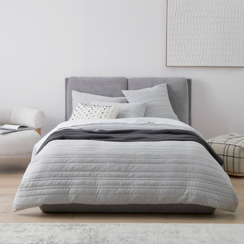 Fraiser Grey Chambray Quilted Quilt Cover Separates
