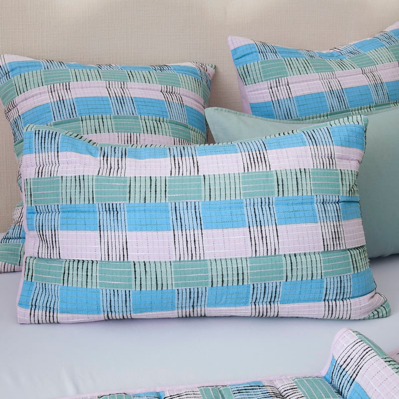 Indie Lilac Check Quilted Pillowcases