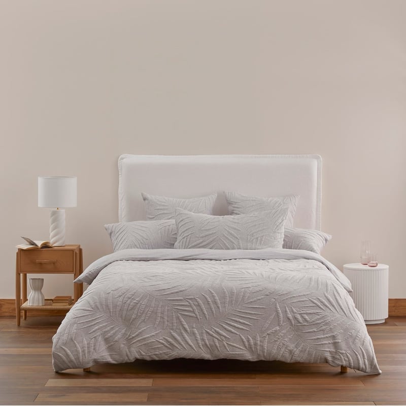Airlie Palm Cloud Grey Jersey Quilted Quilt Cover Separates