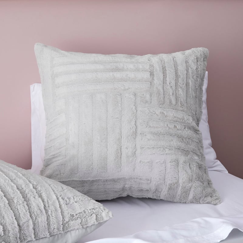 Drew Silver Faux Fur Quilt Cover Separates