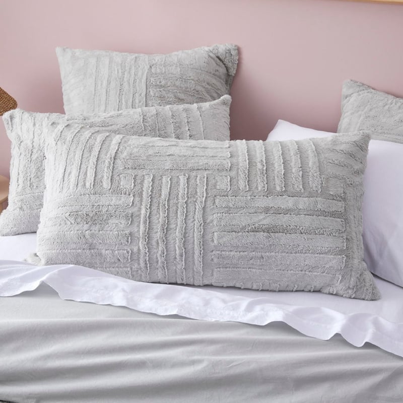 Drew Silver Faux Fur Quilt Cover Separates