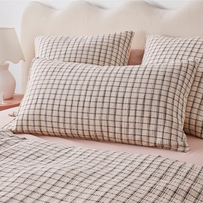 Eva Cream Check Quilt Cover Separates