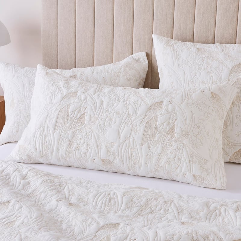 Lorikeet Natural Quilted Pillowcases