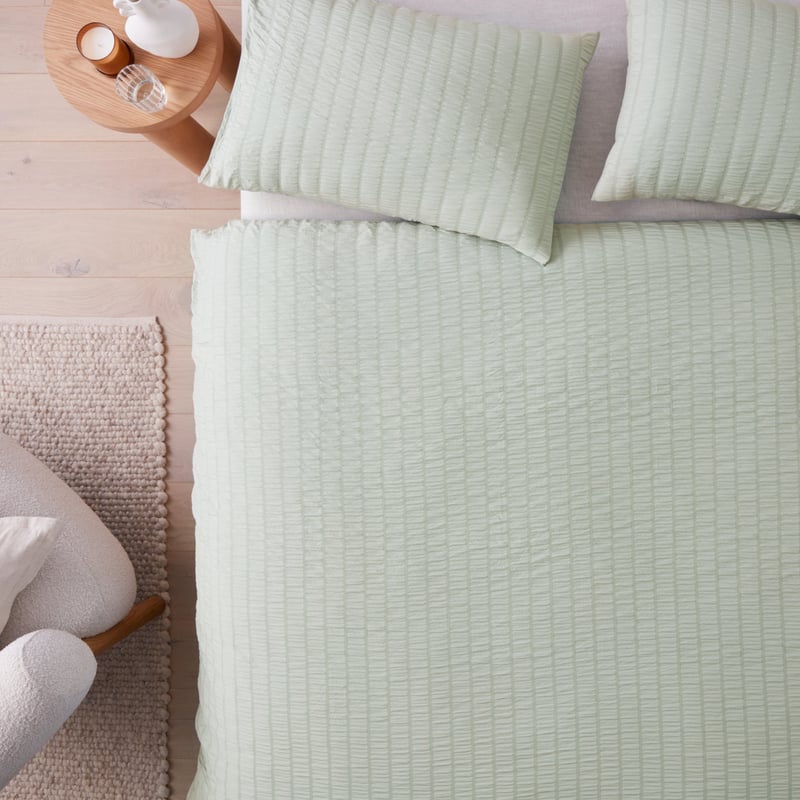 Paige Seafoam Seersucker Quilt Cover Set