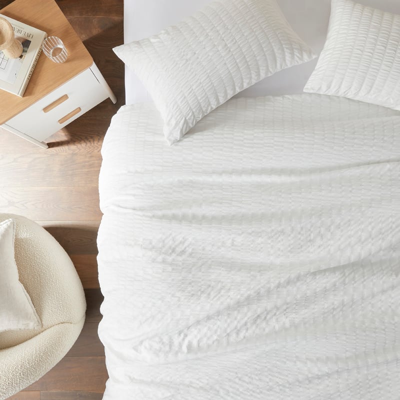 Paige White Seersucker Quilt Cover Set