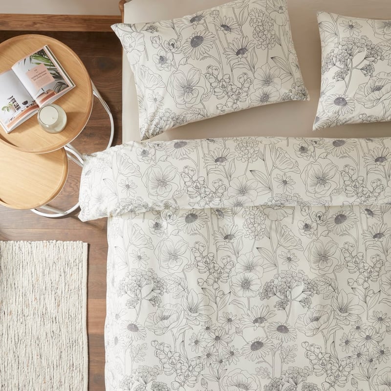 Saige Natural Floral Quilt Cover Set