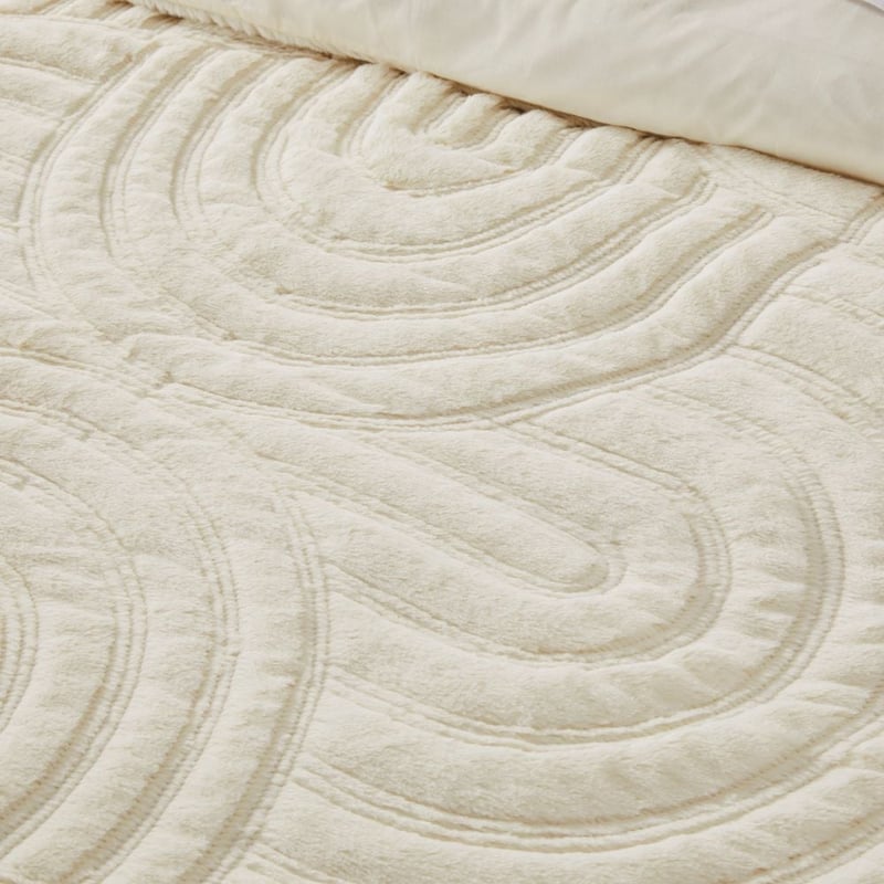 Horizon Faux Fur Cream Quilt Cover Separates