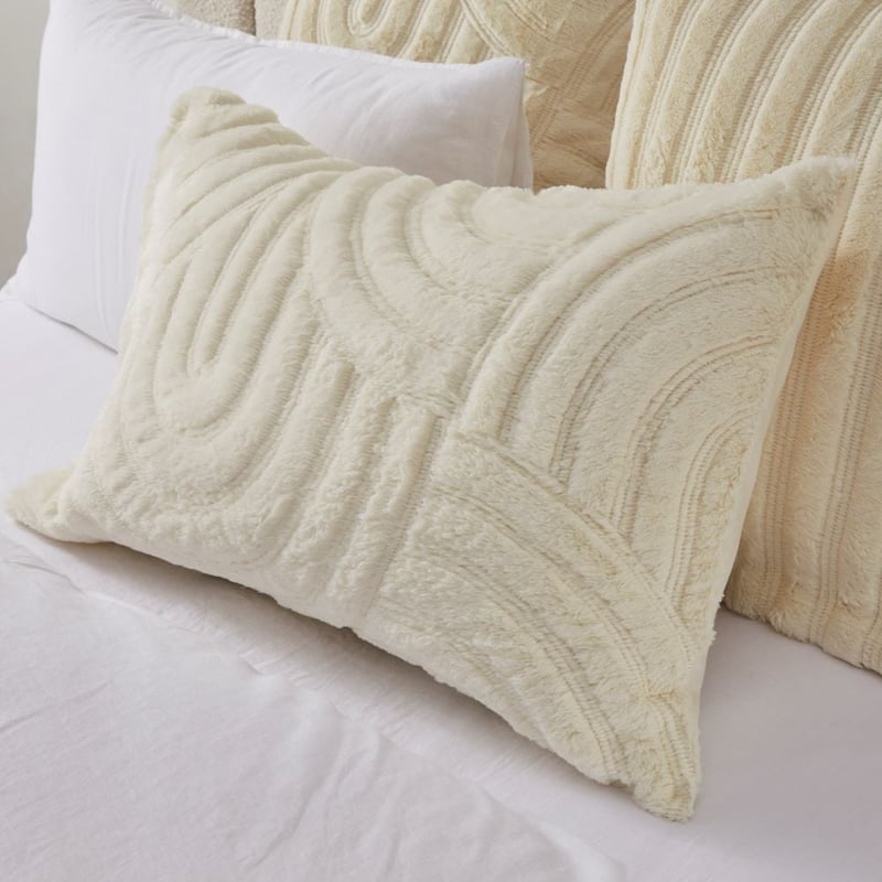 Horizon Faux Fur Cream Quilt Cover Separates