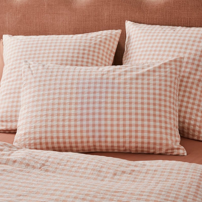 Talia Pink Sand Check Quilt Cover Set + Separates