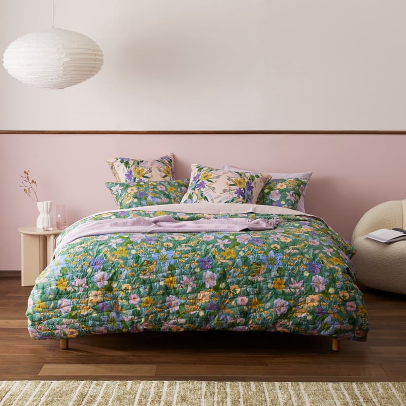 Sephora Floral Garden Green Quilted Quilt Cover Separates