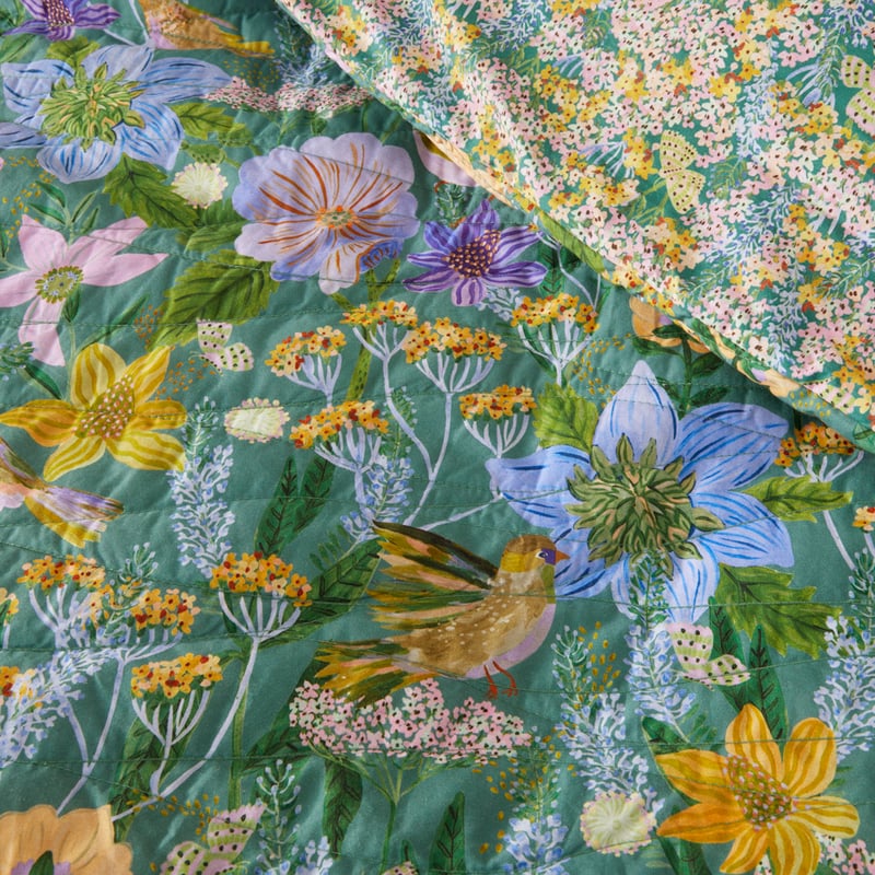 Sephora Floral Garden Green Quilted Quilt Cover Separates