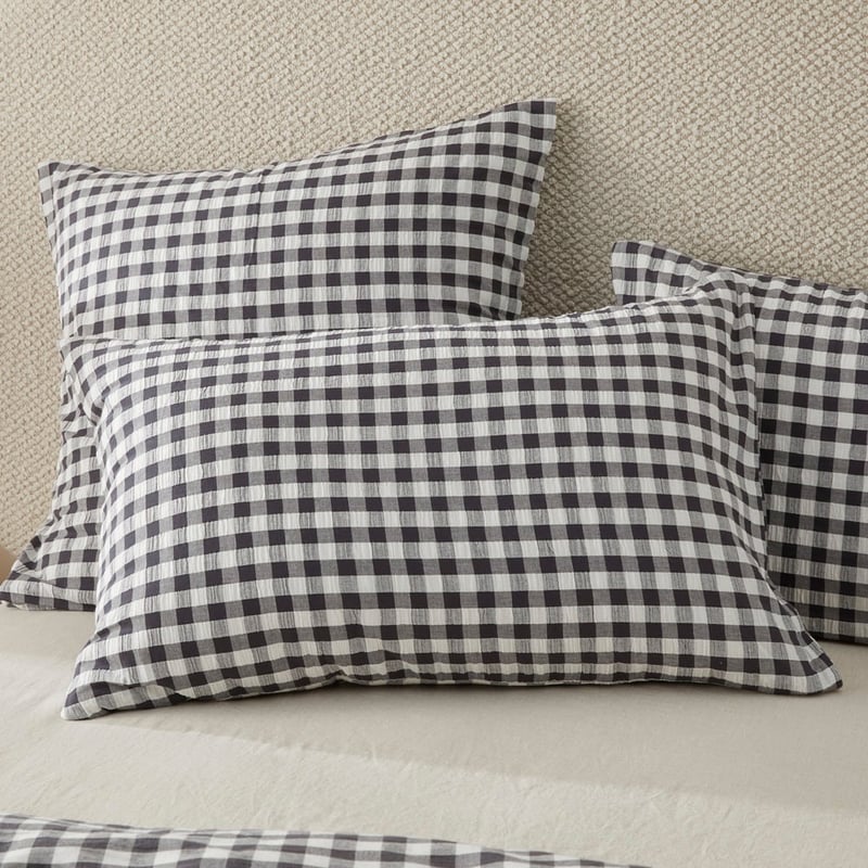 Talia Charcoal Check Quilt Cover Set + Separates
