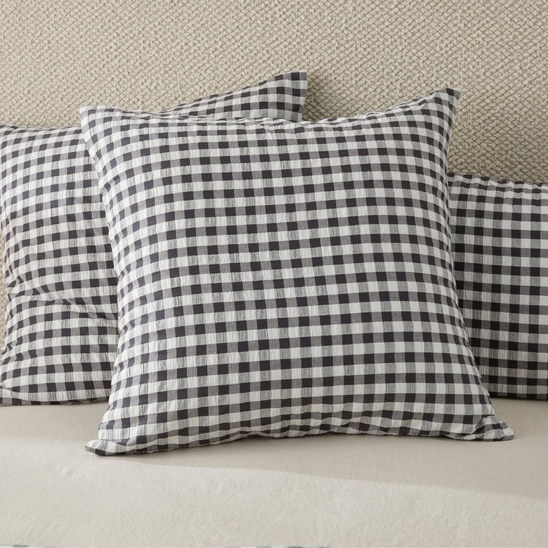 Talia Charcoal Check Pillowcases
