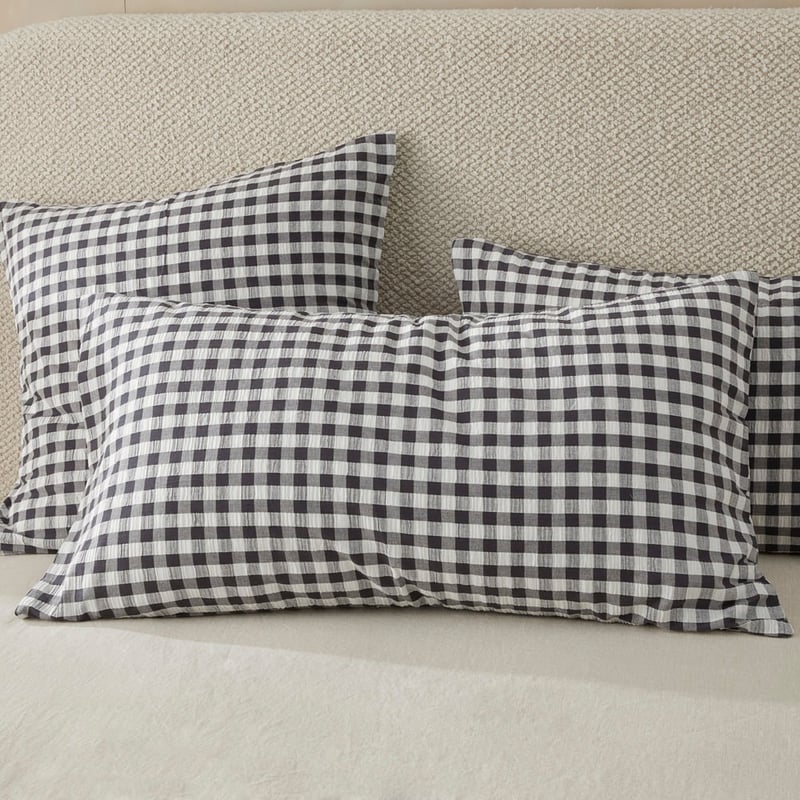 Talia Charcoal Check Pillowcases