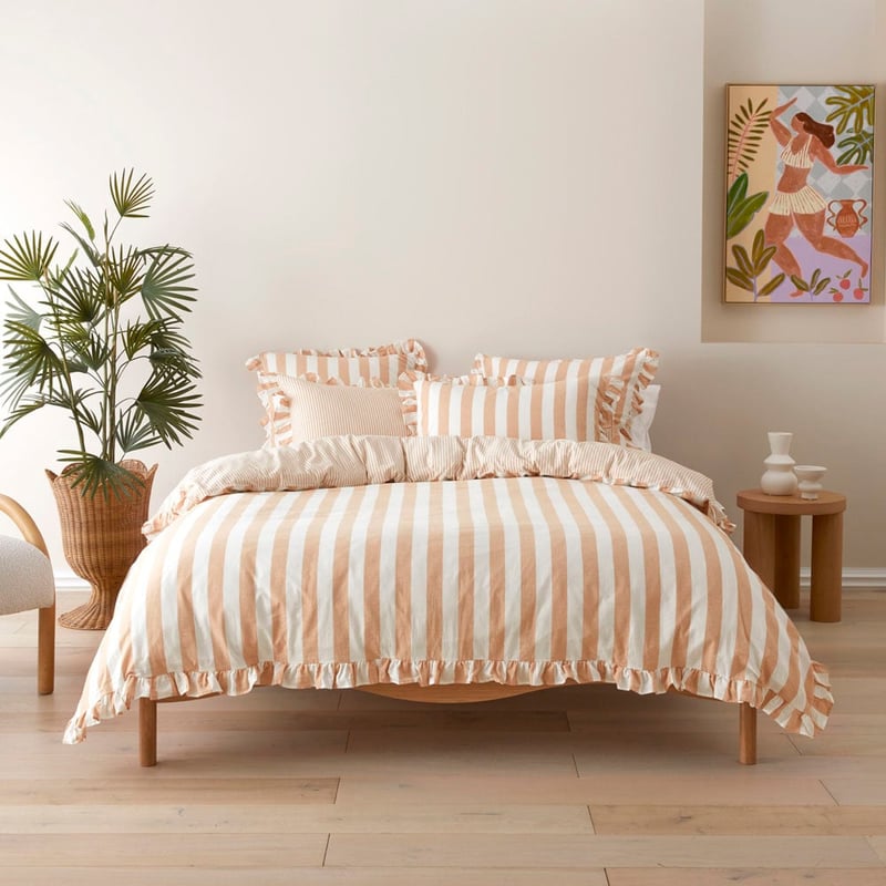Biscuit Stripe Ruffle Quilt Cover Set + Separates