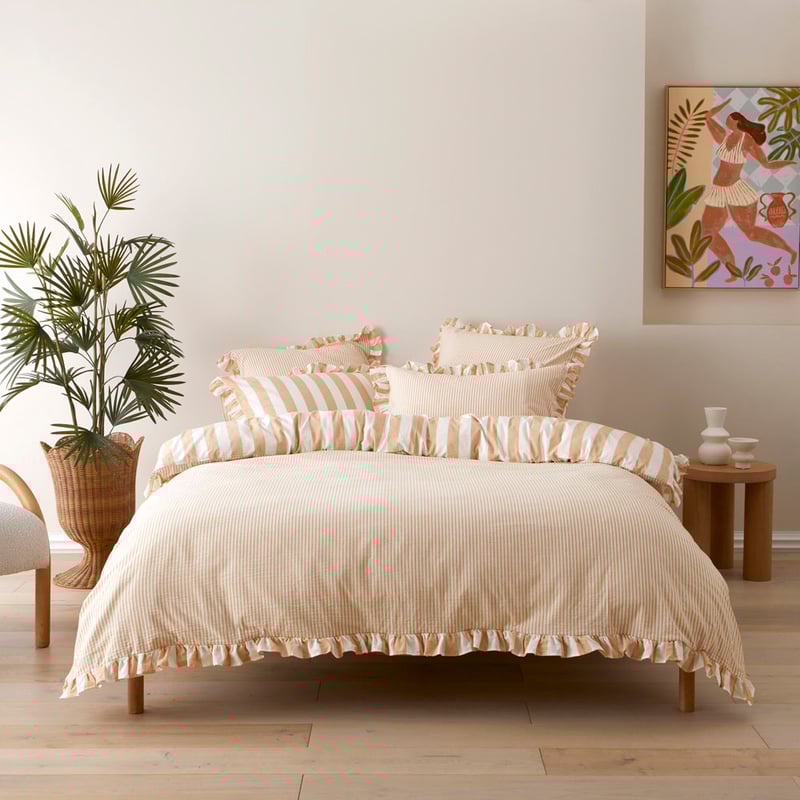 Biscuit Stripe Ruffle Quilt Cover Set + Separates