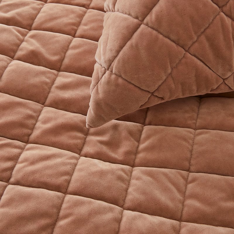 Sawyer Velvet Hazelnut Quilted Quilt Cover Separates