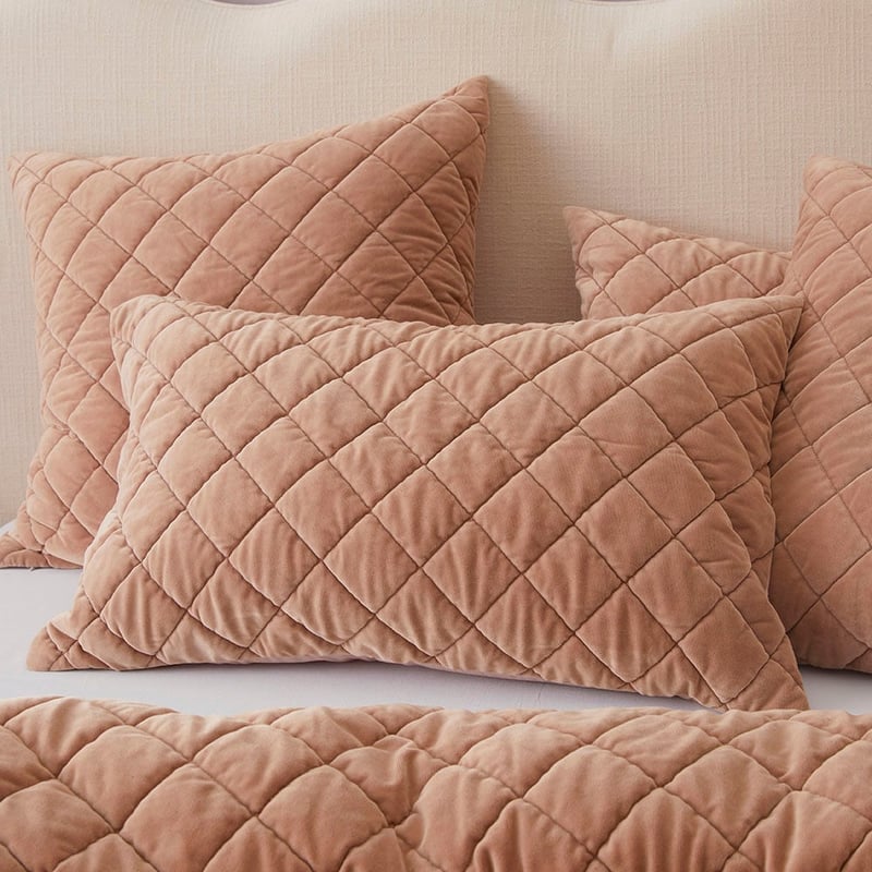 Sawyer Velvet Hazelnut Quilted Pillowcases