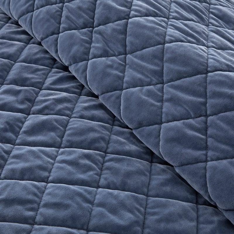 Sawyer Velvet Navy Quilted Quilt Cover Separates