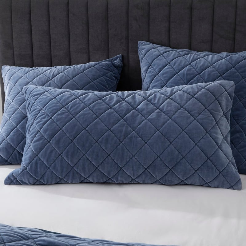 Sawyer Velvet Navy Quilted Quilt Cover Separates